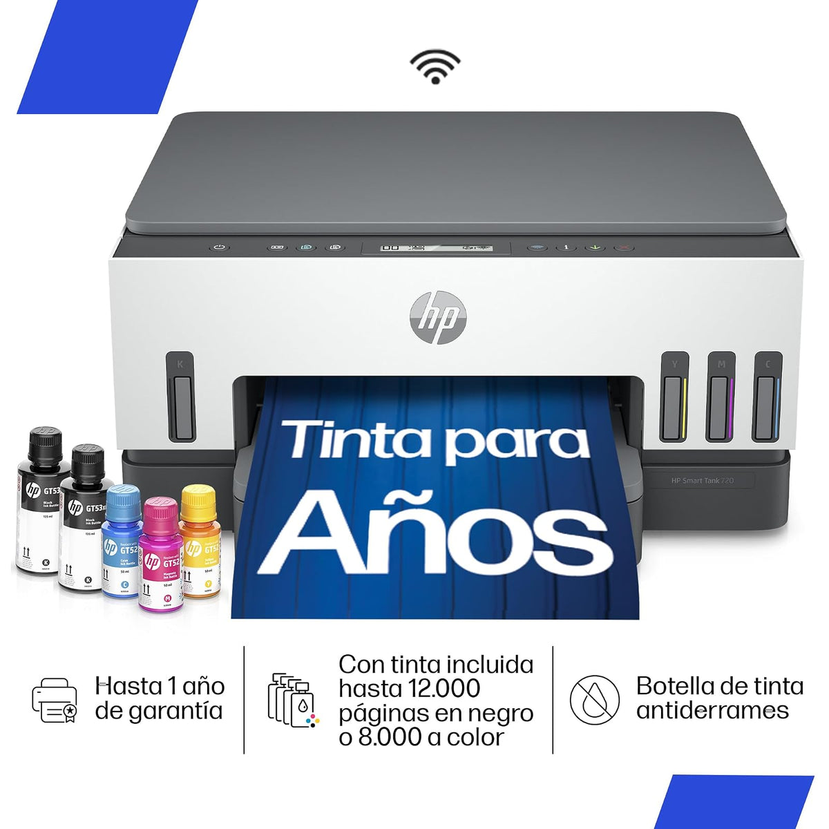HP Impresora Multifuncional Smart Tank 720, Tinta Continua, Color, Wi-Fi, Dúplex (Doble Cara) Automático, Impresión, Copiado, Escaneo, Garantía 2 años* (6UU46A)