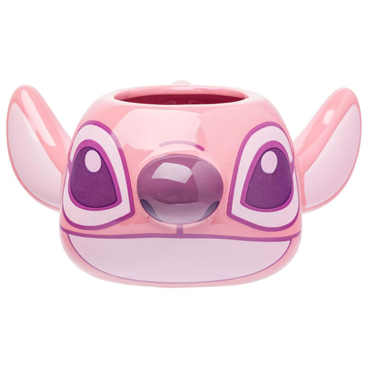 Silver Buffalo Lilo and Stitch Angel - Taza esculpida 3D de cerámica
