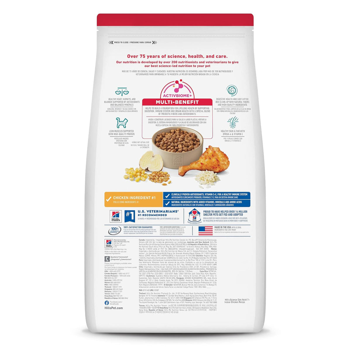 Hill's Science Diet Indoor Croquetas para Gato Senior Sabor Pollo 3.2Kg | Croquetas Hill's para gato, pollo real, vitalidad senior, salud de órganos vitales, energía diaria