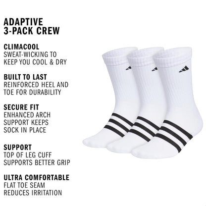 adidas Unisex Adaptive 3-pack Crew Calcetín de tripul Unisex adulto