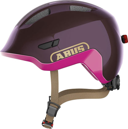 ABUS Kinderhelm Smiley 3.0 Ace LED - Fahrradhelm mit Licht - Rosa (pink watermelon) - M (50-55 cm​)