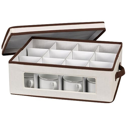 Household Essentials – Baúl de almacenaje, Lona Natural con Detalle marrón, Almacenaje, Ivory