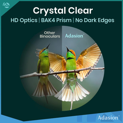 Adasion Binoculares 12x42 | Para adultos, adaptador fotografía smartphone, ocular 18 mm, lente BAK4, impermeable, 1 libra