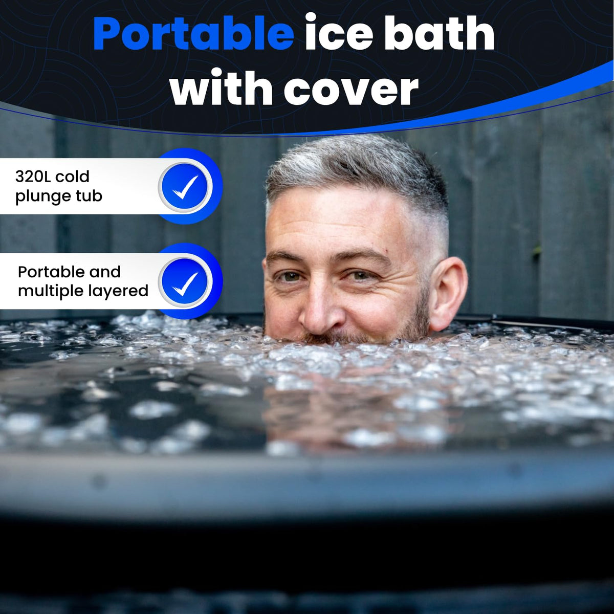 The Cold Pod - tina de hielo para atletas con funda: tina de inmersión fría de 88 galones para recuperación, piscina de baño de hielo portátil de múltiples capas
