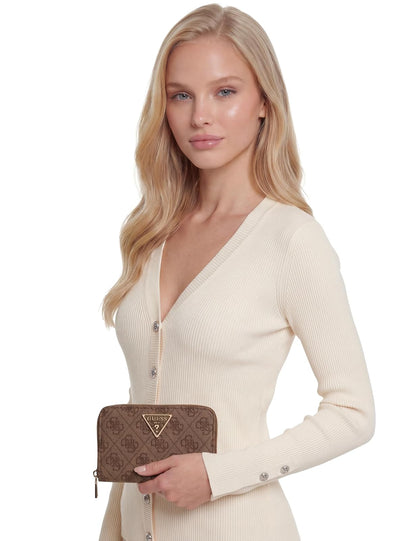 GUESS CARTERA LAUREL II SLG MED ZIP AROUND COLOR CAFÉ LOGO