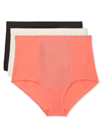 Warner'S Blissful Benefits by Warner'S - Bragas para Suavizar la Barriga Ropa Interior para Mujer - Coral Azúcar - Marfil Perla - Negro - XL