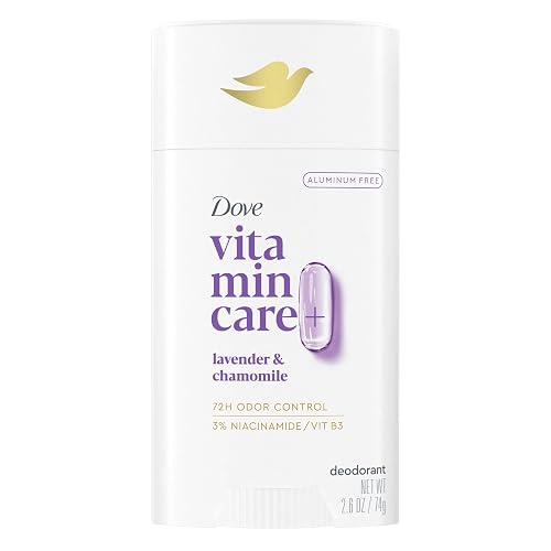 Dove Vitamincare+ Desodorante Libre de Aluminio En Barra Lavanda y Manzanilla para 72H Protección Contra Olores, Desodorante Transpirable para Mujeres 2.6 Oz