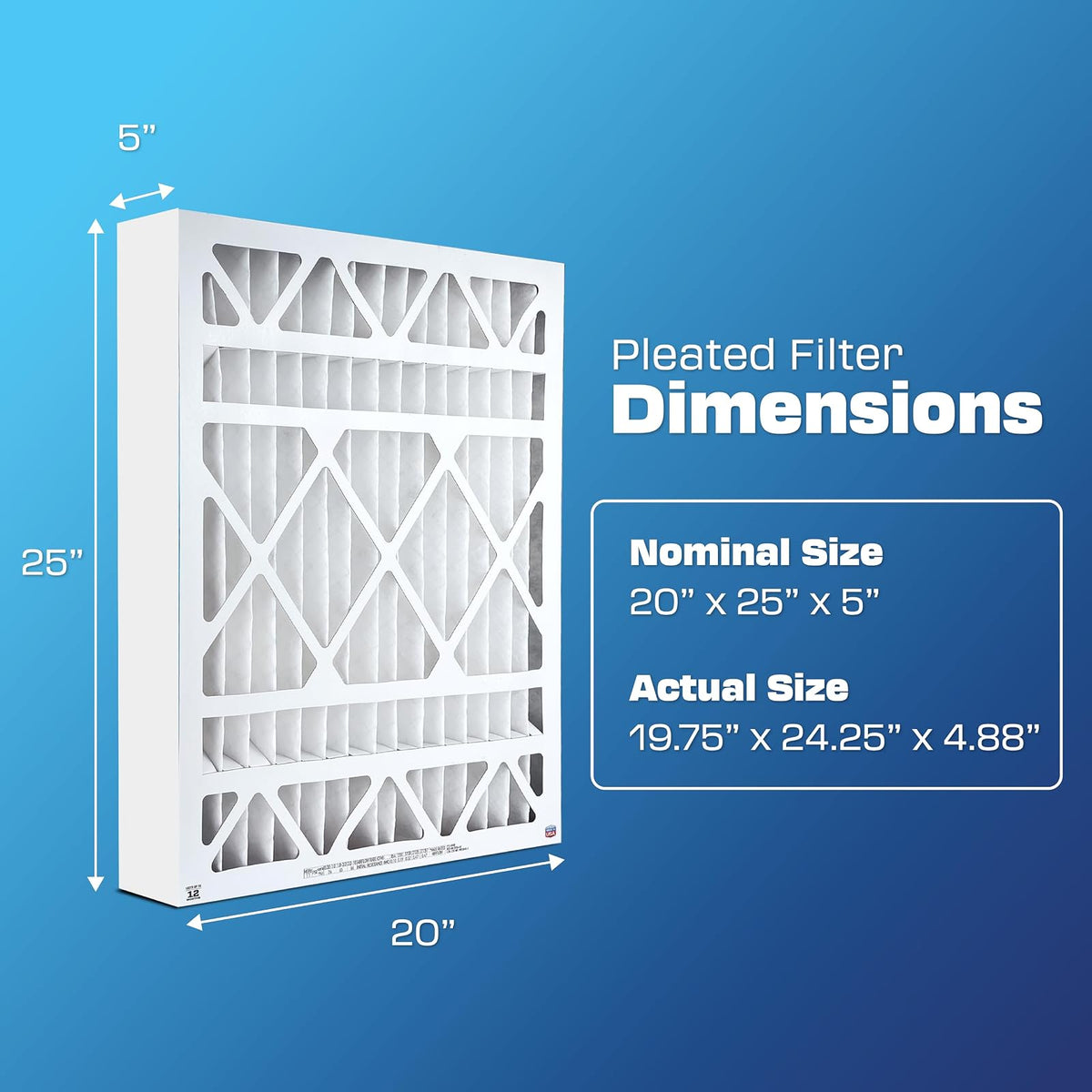 BestAir AB2025-11R AC Furnace Filter, 20" x 25" x 5", MERV 11, Fits 100%, for Trion Air Bear, Supreme, Skuttle, GeneralAire, Source1, Ultravation & Braeburn Models, 16" x 25" x 5", White, 2