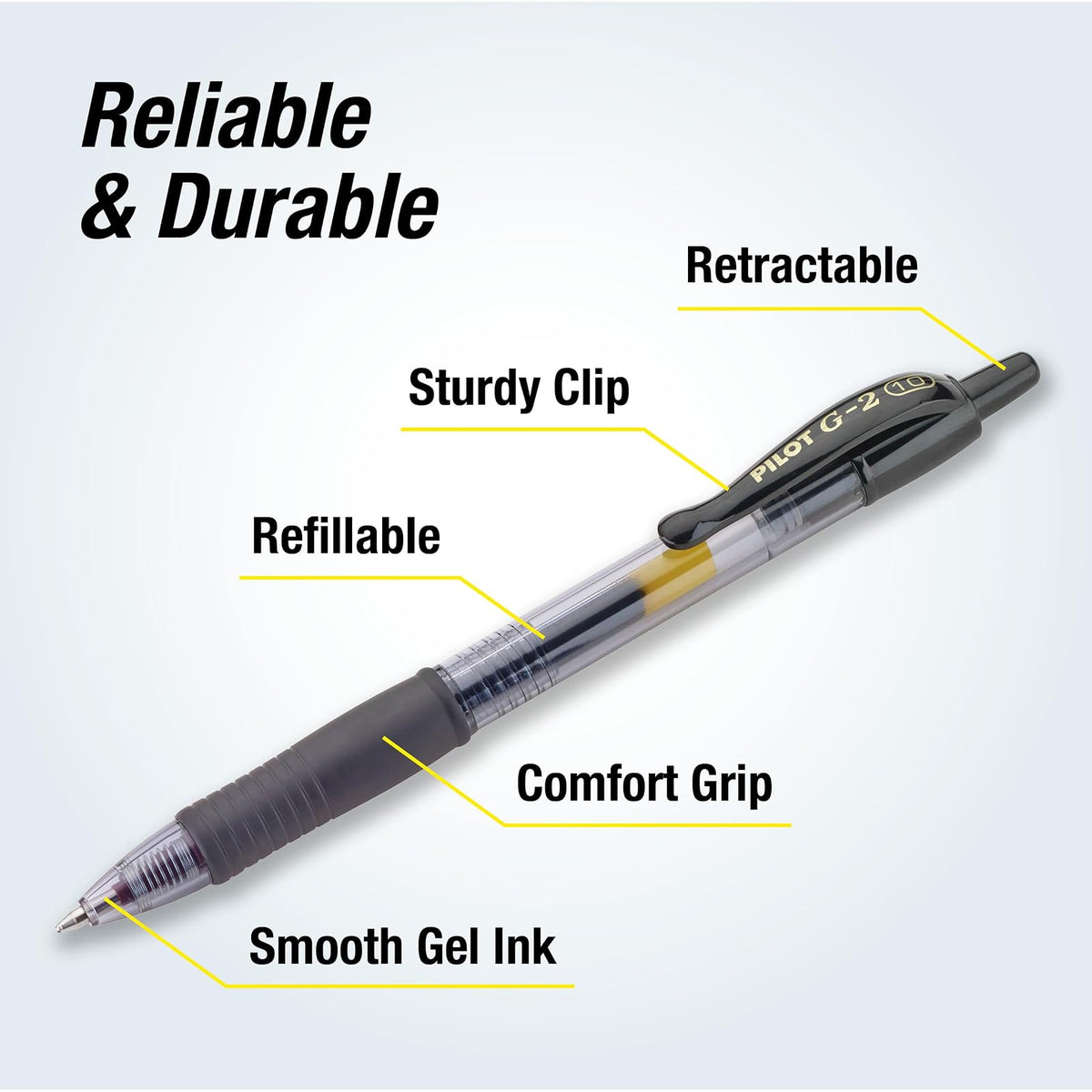 Pilot G2 Premium Bolígrafos De Gel 1.0 Mm | Negro, puntas negras, 14, paquete de 1