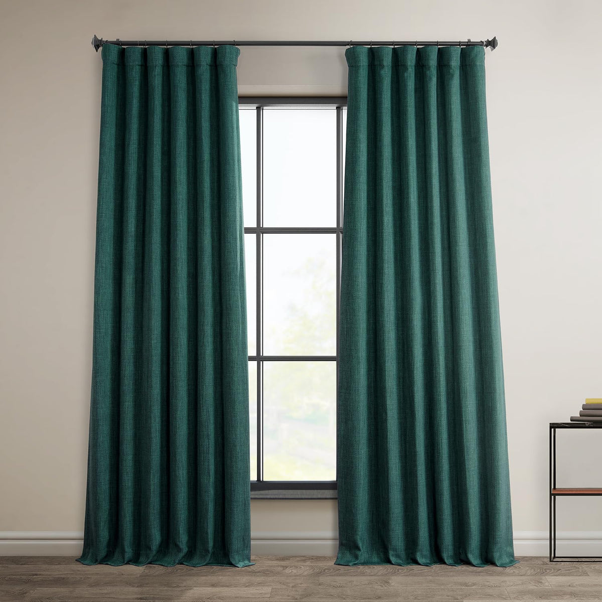 Half Price Drapes Cortina de Lino Sintético, Panel Individual - 127An x 213.4Al cm (1 Paneles) - Verde azulado pizarrón