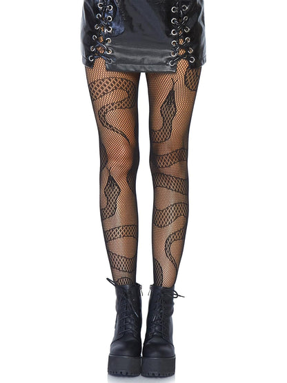 Leg Avenue Medias de red de animales alternativos oscuros para mujer