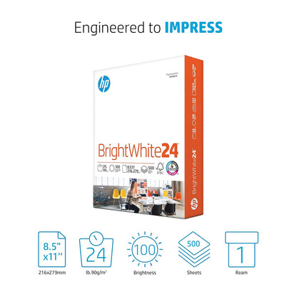 HP Papel para impresora, blanco brillante 24, blanco brillante 24, Blanco, Ream