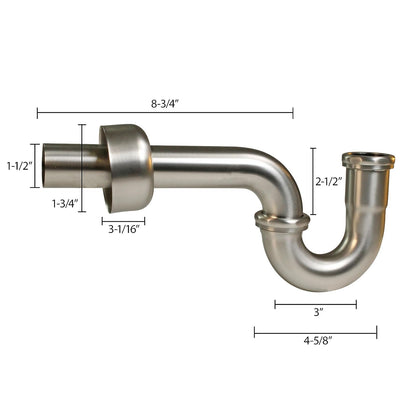 Westbrass A400-1-26 - Trampa en P de calibre 17 de 1-1/2 pulgadas OD con brida de caja alta, cromo pulido