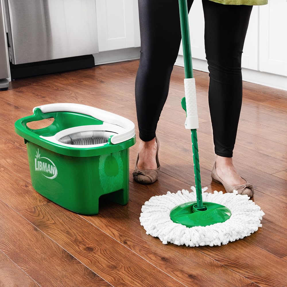 Libman Tornado - Recambios para trapeador giratoria, 4 Cabezales de Microfibra, fáciles de reemplazar, Lavables a máquina, Verde y Blanco, (Paquete de 4)