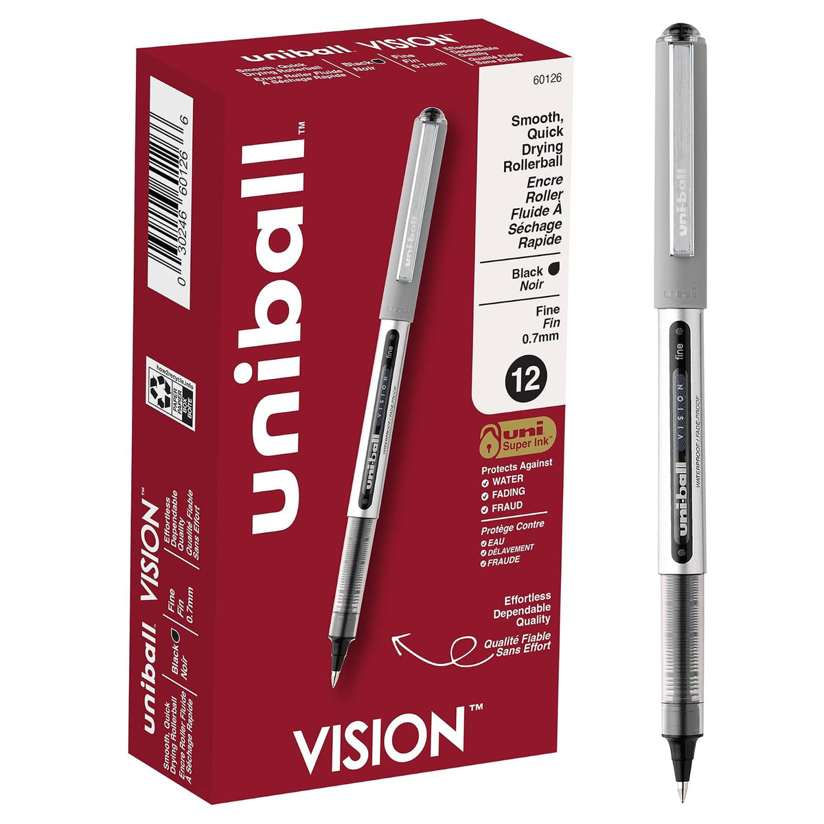 Uni-ball Air Bolígrafos de Punta Redonda Fina 0.7 mm - 12 Unidad (Paquete de 1) - Fine Point (12-Count) - Negro