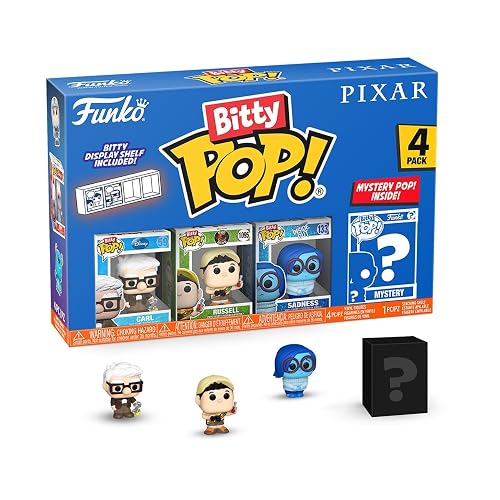 Funko Bitty Pop! 4 Pack: Disney Pixar Up - Carl, Russell, Dug + Mystery | Mercancía Oficial de Cartoon/Animation - Mini Figuras de 2.2 cm con Exhibidor - Decoración de Pasteles y Relleno de Piñata