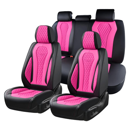 Coverado Funda de Asiento de Auto en Piel, Ajuste Universal - Rosa - negro - FullSet