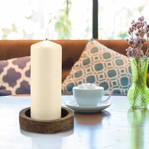 Stonebriar 6 Pack Tall 3 x 8 Inch 80 Hour Long Burning Unscented Ivory Wax Pillar Candles