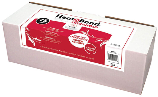 HeatnBond UltraHold - Adhesivo para planchar, 17 pulgadas x 75 yardas, caja de exposición, color blanco