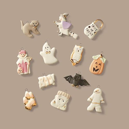 Lenox 819670 - Juego de Adornos de 12 Piezas | Diseños de frankenstein pintados a mano, fantasma, bruja, momia y búho | acento de decoración de Halloween y otoño | 2