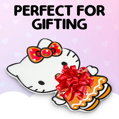 Silver Buffalo Sanrio Hello Kitty - Bandeja decorativa de cerámica esculpida de pan de jengibre para Navidad