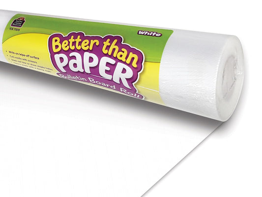 Teacher Created Resources Better Than Paper - Rollo de tablero de anuncios, 4 pies x 12 pies, blanco