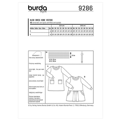 Burda Style Patrón de costura para vestidos, multicolor