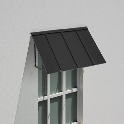 VEVOR Toldo para Exterior, Área de Protección Solar de 1125 x 610 mm Toldo de Acero con Recubrimiento en Polvo Resistente a la Oxidación con Voladizo Compatible para Puerta de 800 mm de Ancho