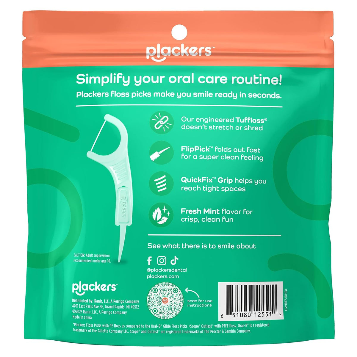 Plackers Micro mint dental floss picks, 300 count, 300 Count