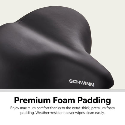 Schwinn Asiento de Bicicleta cómodo para Hombres y Mujeres, sillín de Repuesto para Todas Las de Adultos con Poste de Asiento estándar, Ajuste Universal, Accesorios de Bicicleta