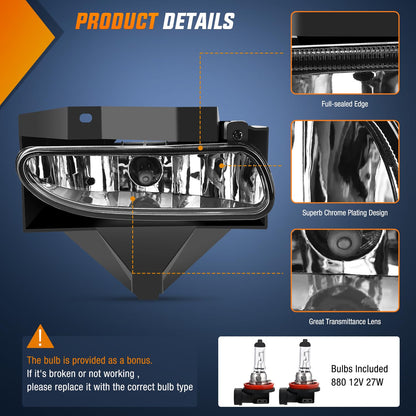 Nilight Conjunto de Luces Antiniebla Ford Mustang 1999-2004 880 12V Lente Transparente