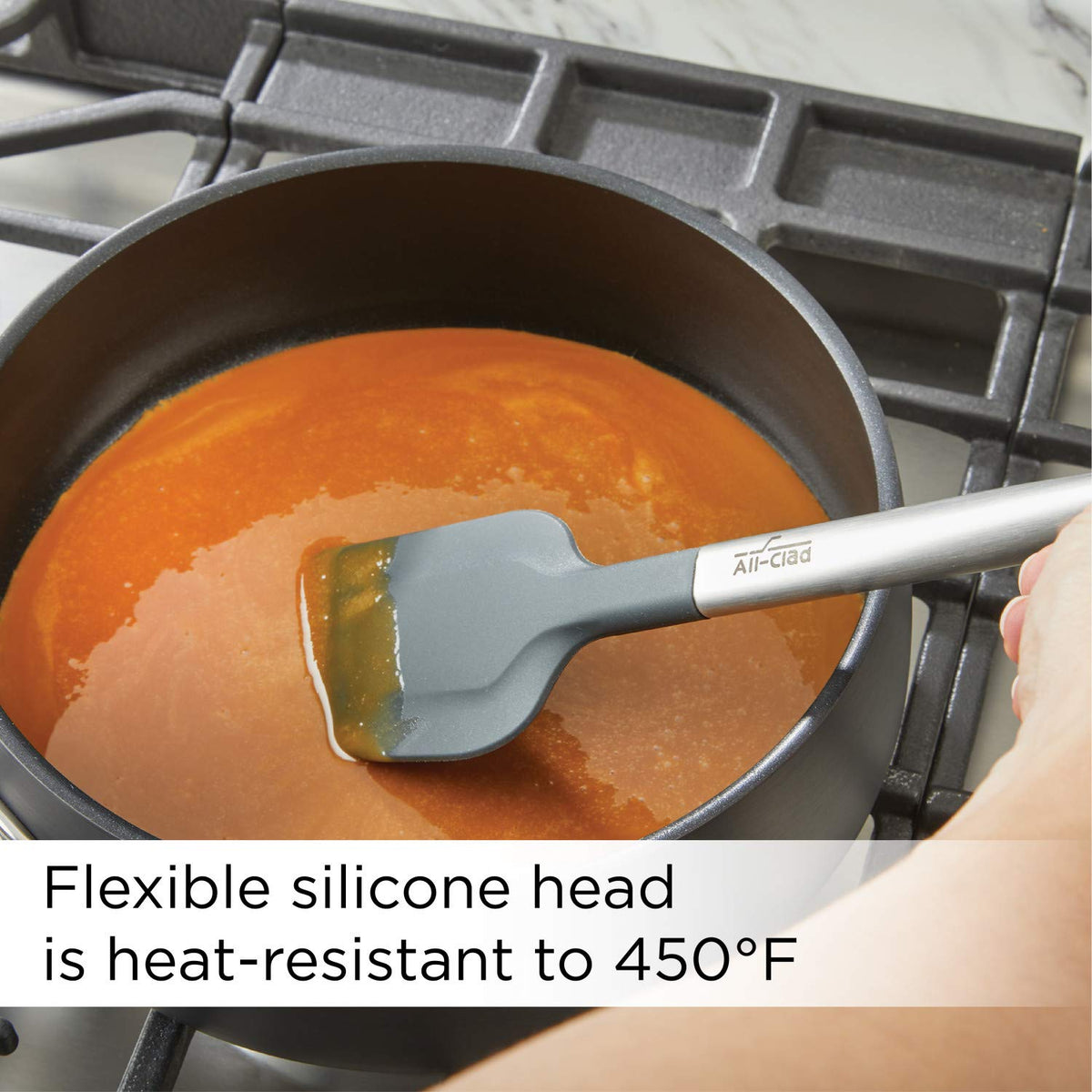 All-Clad Specialty - Juego de 5 utensilios de cocina de silicona, espátulas, herramientas de cocina, trucos de cocina, color negro