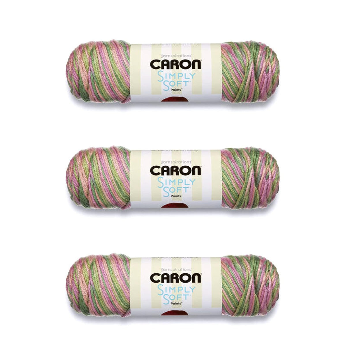 Caron Simply Soft Estambre Acrílico Diseños Especiales, Paquete de 3 x 141 g - Pinturas para jardín de rosas