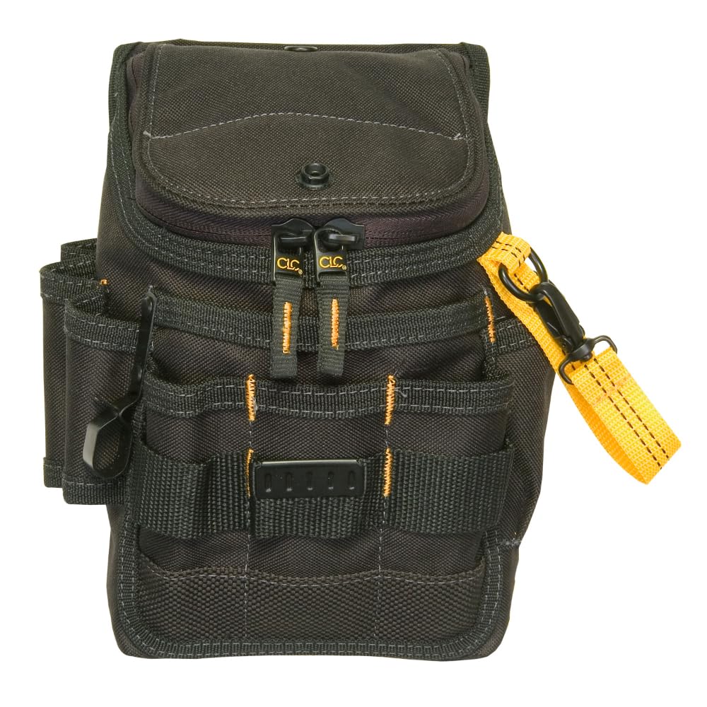 Custom Leathercraft - Funda multiusos CLC 1524 con cierre de cremallera, mediana, negra, 11 bolsillos