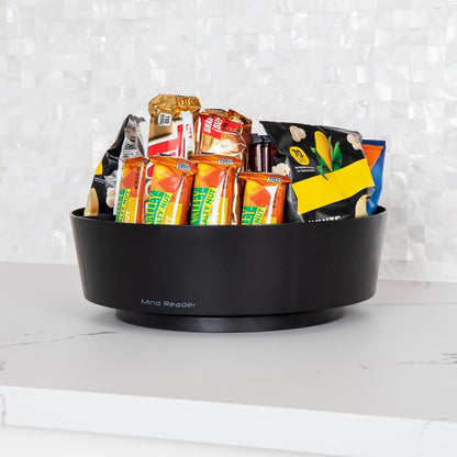 Betesh Mind Reader Snack Carousel, Countertop Organizer, Snack Tray, Condiment Holder, Breakroom, Kitchen, 12" L x 12" W x 4" H, Black