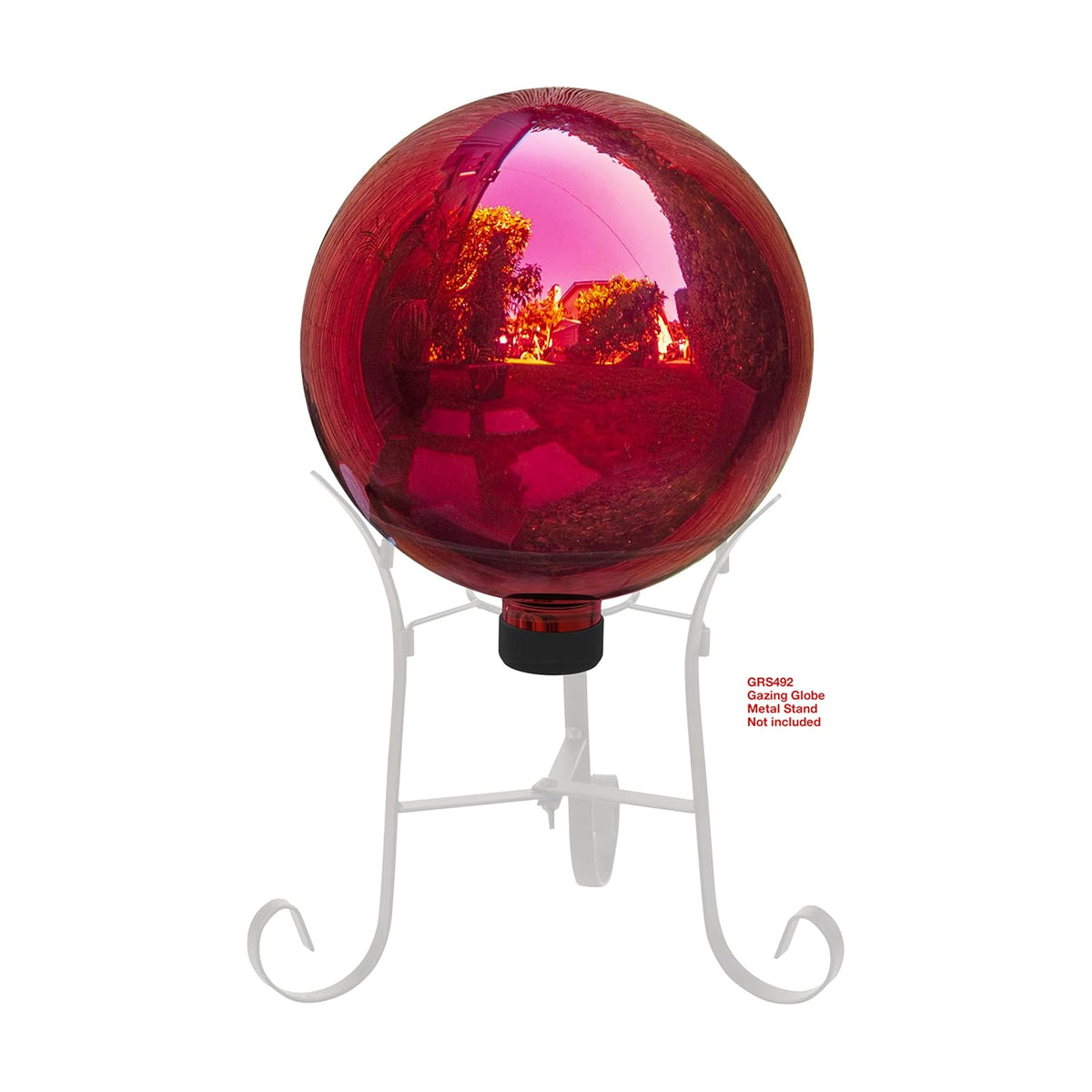 Alpine Corporation Globo de Vidrio para Interior/Exterior de 10" de Diámetro, Decoración de Jardín, Color Rojo