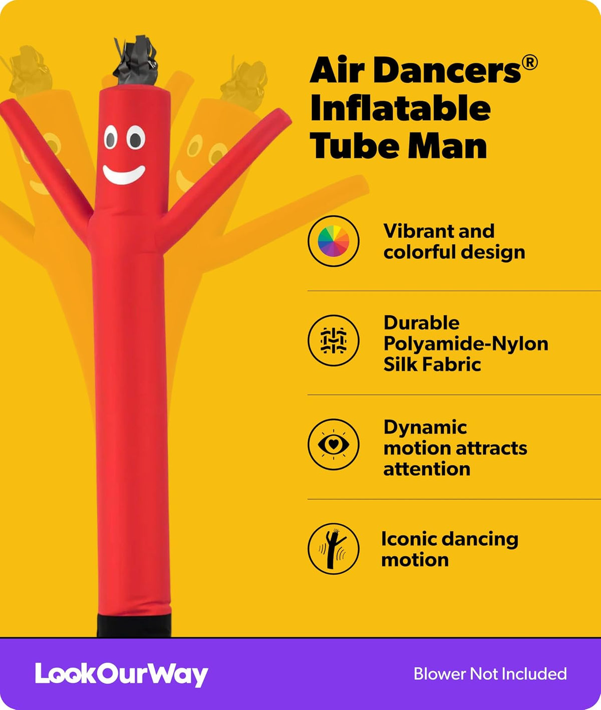 LookOurWay Air Dancers Tubo Inflable Decoración | Rojo, 7 pies, Navidad Halloween Bodas Eventos