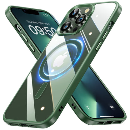 JUESHITUO Funda Magnética Transparente para iPhone 14 Pro Max - D- Alpine Green