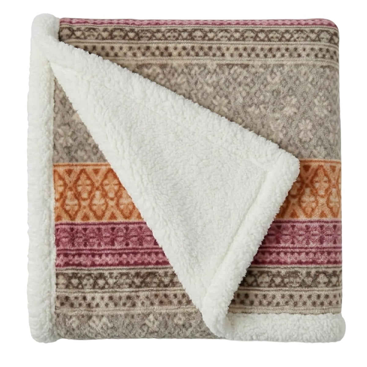 Eddie Bauer - Manta de Forro Polar Cepillado con Reverso Sherpa, Suave y acogedora decoración del hogar para Cama o sofá (Fair Isle Khaki, 50 x 70 Pulgadas)
