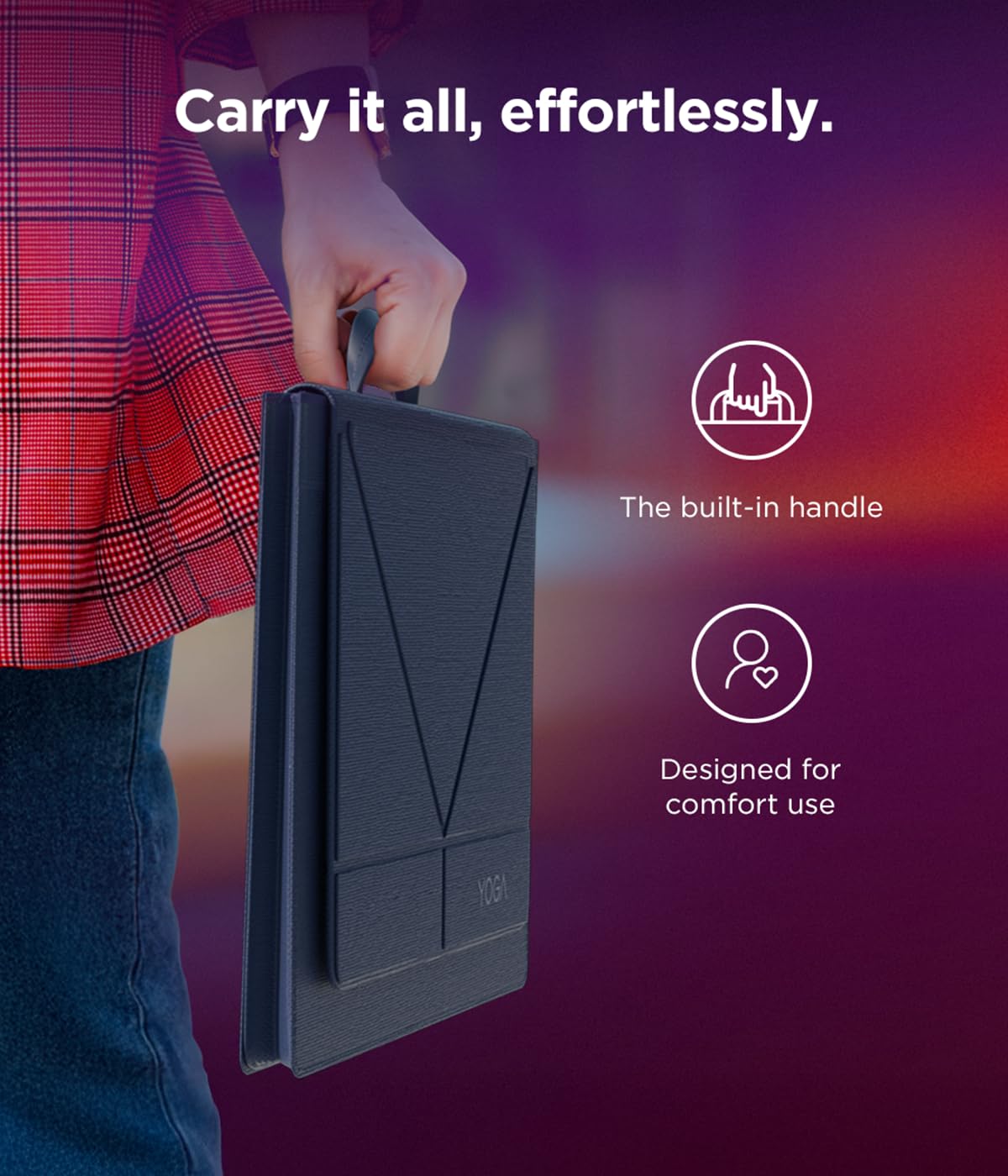 Lenovo Yoga - Funda para portátiles con visualización de 14 Pulgadas, Organizador de múltiples Compartimentos con Soporte Convertible, Funda Protectora Ligera de poliéster y Microfibra, Azul cósmico