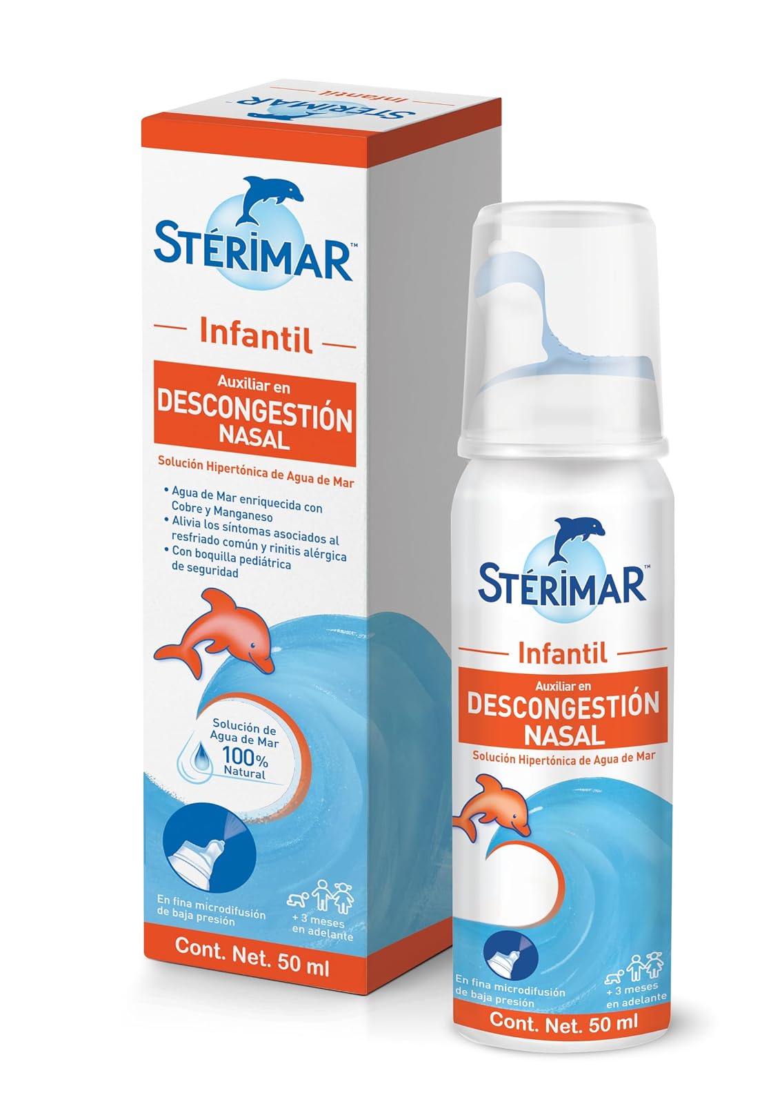 Stérimar Solución Hipertónica Nasal Infantil 50 ml. | Auxiliar en Descongestión Nasal. Uso de 10 a 15 Días. Tu Aliado Contra el Resfriado. Con Boquilla Pediátrica.