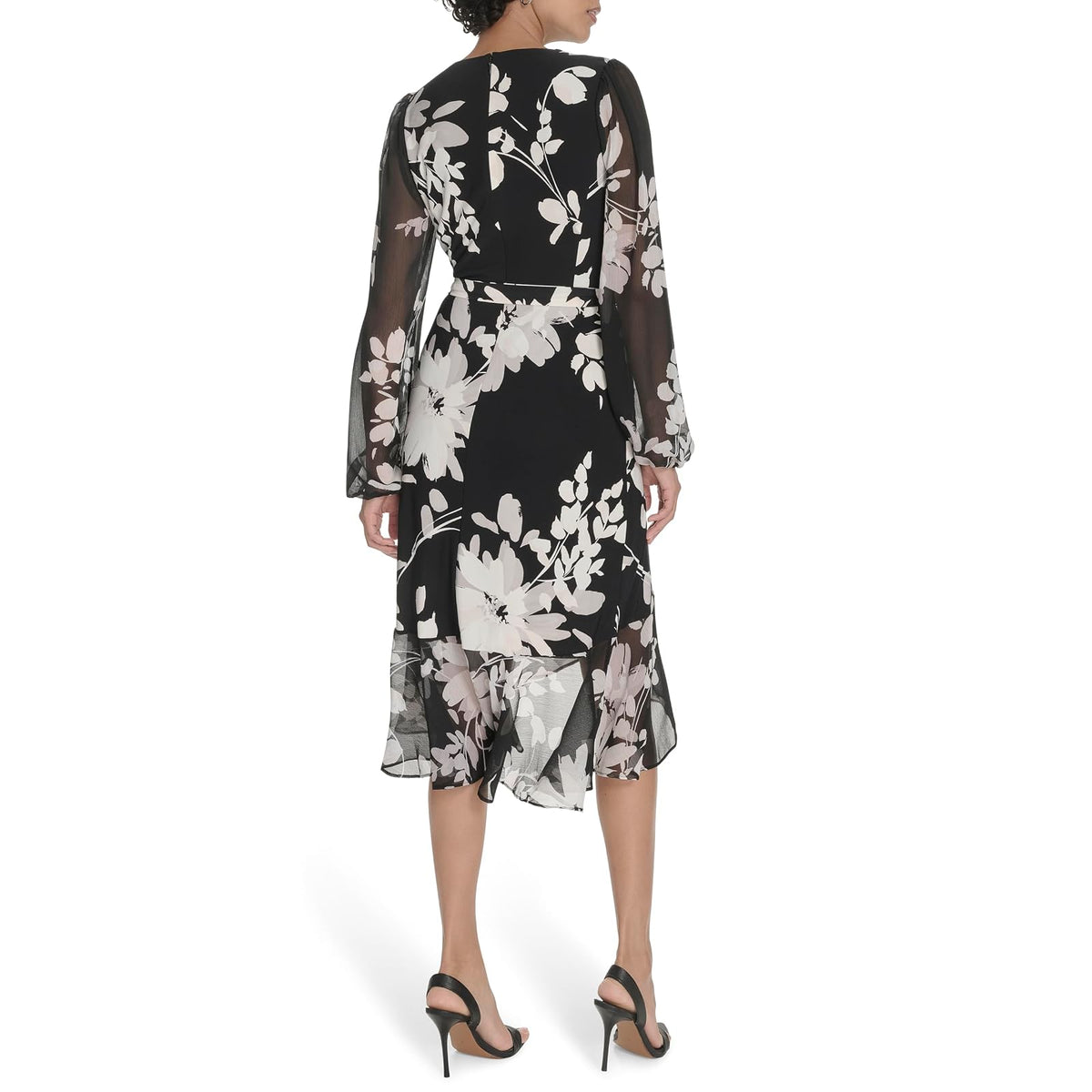 Tommy Hilfiger - Vestido Midi de Manga Larga con Dobladillo con vuelos para Mujer