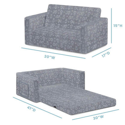 Delta Children Serta Perfect - Sofá convertible extra ancho para tumbona, cómodo sofá 2 en 1 abierto para niños, gris, 76.2 x 43.2 x 38.1 cm (paquete de 1)