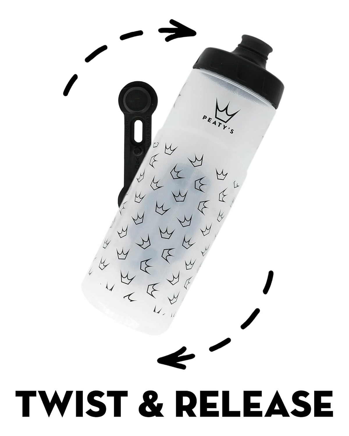 Peaty's Fidlock Lockin - Botella de agua magnética para bicicleta, color corona/transparente, 600 ml, 20 onzas