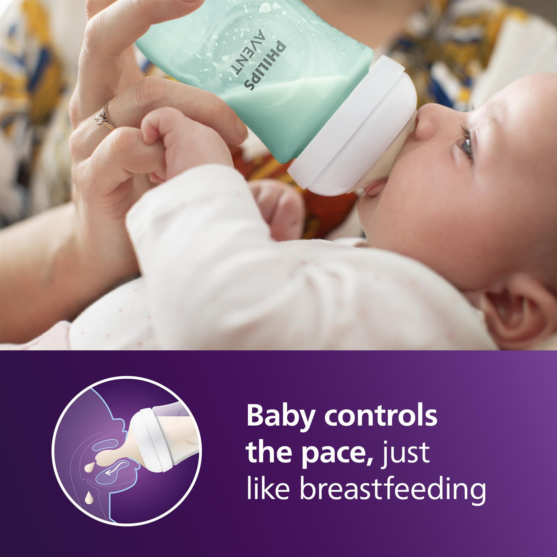 Philips Avent Natural Baby Bottle with Natural Response Nipple, Teal, 9oz, 4pk, SCY903/44