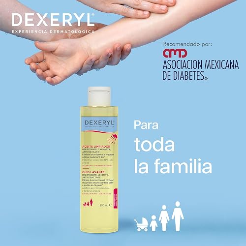 DEXERYL, Aceite de Ducha para Piel Seca o Sensible, Recomendado por la Asociación Mexicana de Diabetes, 200 ml