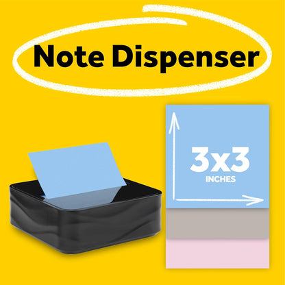Post-it Dispensador De Notas WAVE-330-BKVP | Negro, 2 unidades, incluye 3 almohadillas, superadhesivas