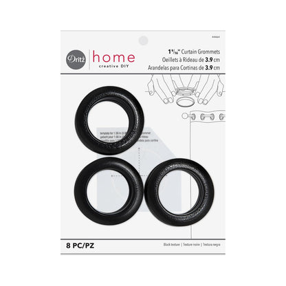 Dritz Ojales para Cortina, 4 cm de Diámetro, 8 Piezas - Redondo - 3.8An x 19.7Al cm (8 Paneles) - negro