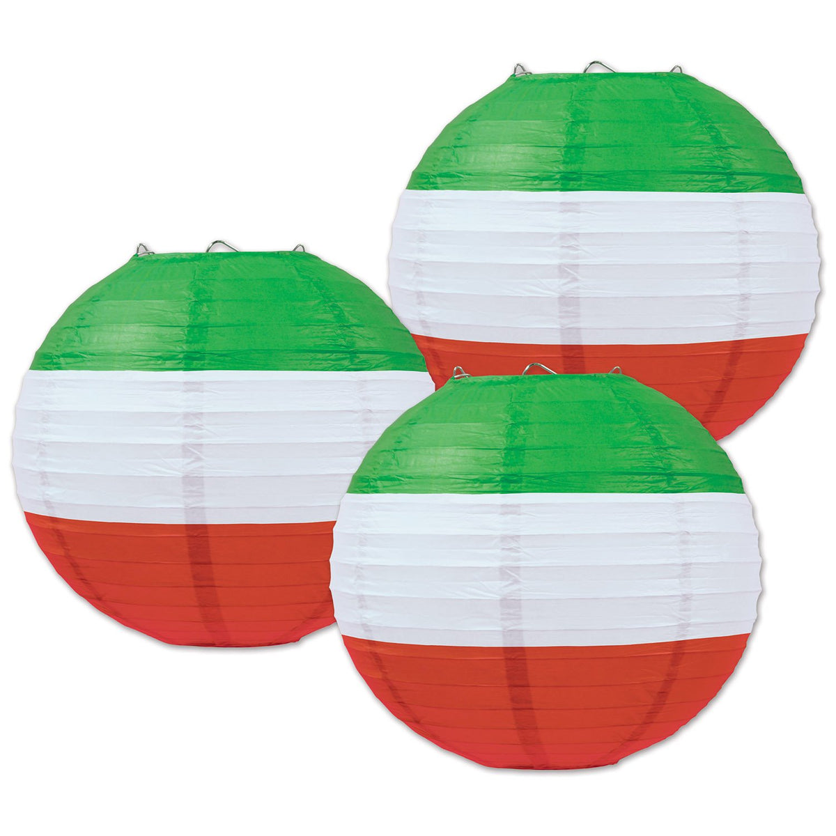 Beistle 54655-RWG Paper Lanterns, 9 1/2-Inch, Red/White/Green