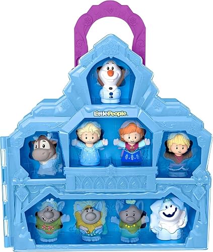 Fisher-Price, Little People, Estuche de Figuras, Frozen, Juguete para Bebé, Incluye 9 Personajes: Anna, Elsa, Olaf, Kristoff, Sven, Marshmallow, Grand Pabbie, Bulda y Pebble, 18 Meses en Adelante